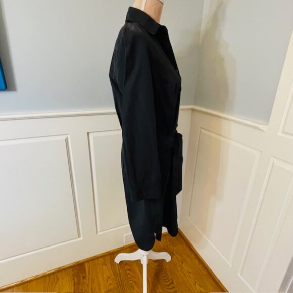 Finley Travel Tech Shirt Dress Savannah Black Long Sleeve Midi Tie Sash Medium - Picture 3 of 9